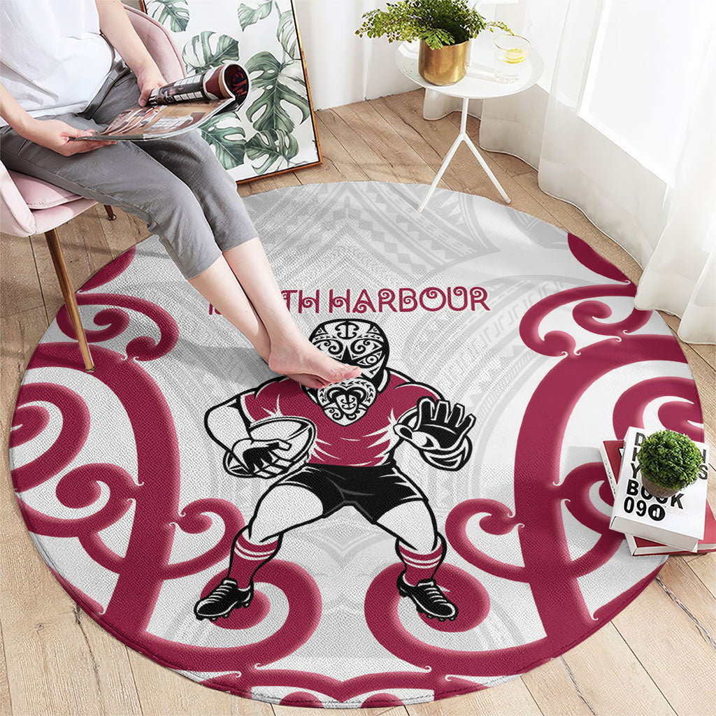 North Harbour Rugby New Zealand Round Carpet Aotearoa Maori Pukana Tiki Mascot