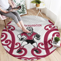 North Harbour Rugby New Zealand Round Carpet Aotearoa Maori Pukana Tiki Mascot