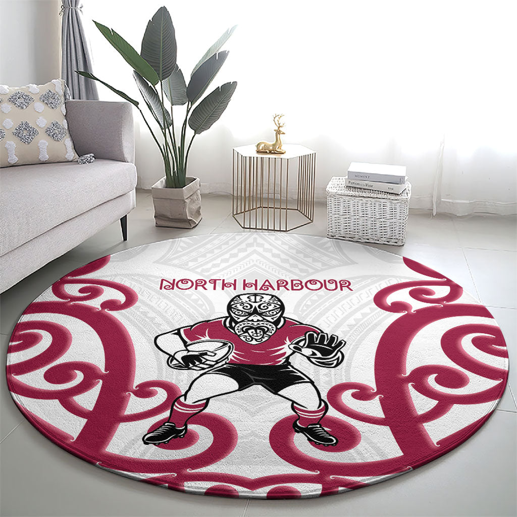North Harbour Rugby New Zealand Round Carpet Aotearoa Maori Pukana Tiki Mascot