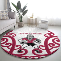 North Harbour Rugby New Zealand Round Carpet Aotearoa Maori Pukana Tiki Mascot