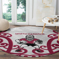 North Harbour Rugby New Zealand Round Carpet Aotearoa Maori Pukana Tiki Mascot