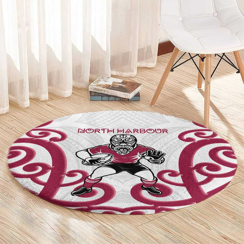 North Harbour Rugby New Zealand Round Carpet Aotearoa Maori Pukana Tiki Mascot