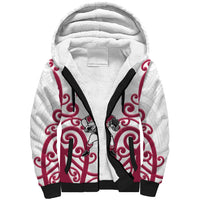 North Harbour Custom Rugby New Zealand Sherpa Hoodie Aotearoa Maori Pukana Tiki Mascot