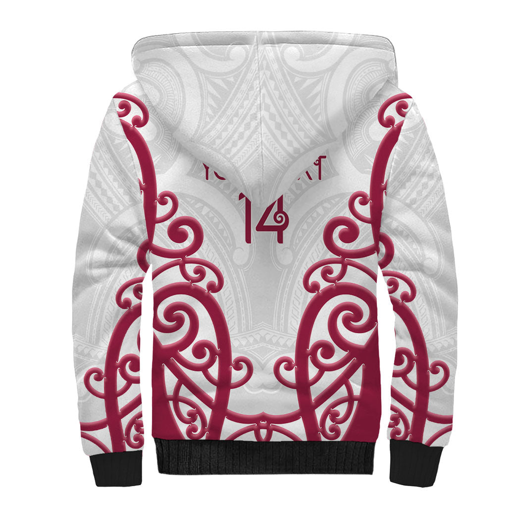 North Harbour Custom Rugby New Zealand Sherpa Hoodie Aotearoa Maori Pukana Tiki Mascot