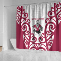 North Harbour Rugby New Zealand Shower Curtain Aotearoa Maori Pukana Tiki Mascot