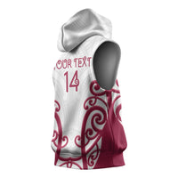 North Harbour Custom Rugby New Zealand Sleeveless Hoodie Aotearoa Maori Pukana Tiki Mascot