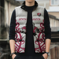 North Harbour Custom Rugby New Zealand Sleeveless Puffer Jacket Aotearoa Maori Pukana Tiki Mascot