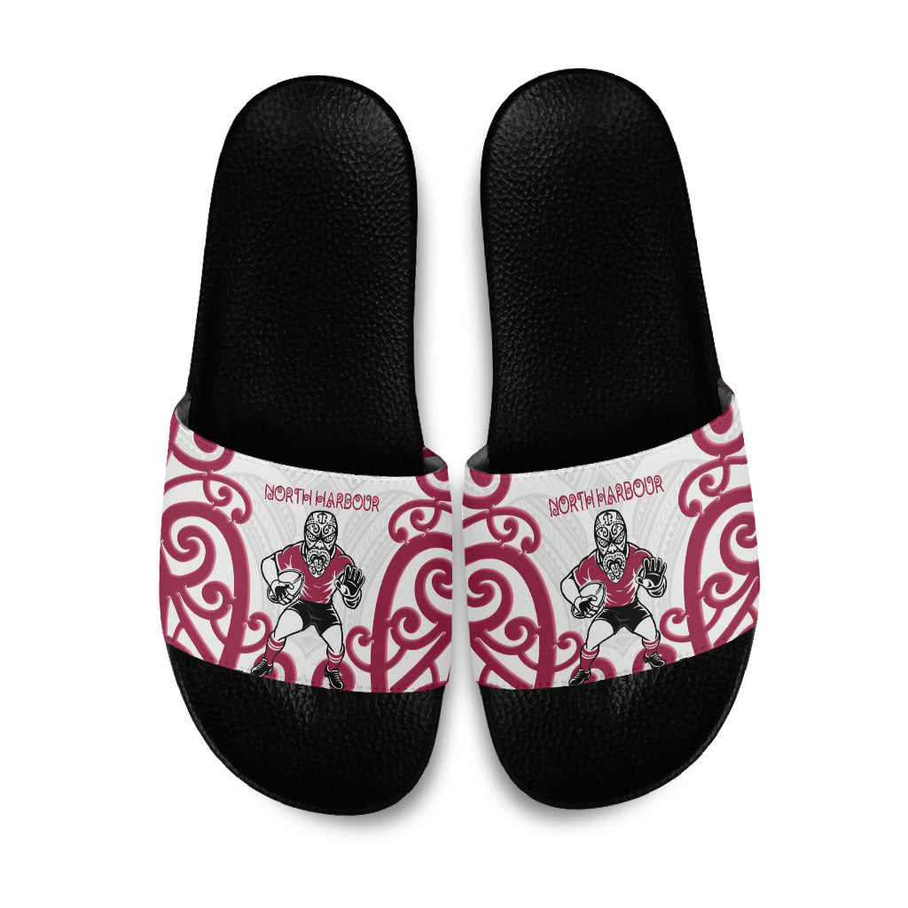 North Harbour Rugby New Zealand Slide Sandals Aotearoa Maori Pukana Tiki Mascot