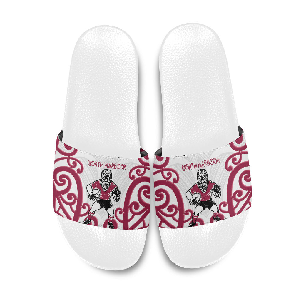 North Harbour Rugby New Zealand Slide Sandals Aotearoa Maori Pukana Tiki Mascot