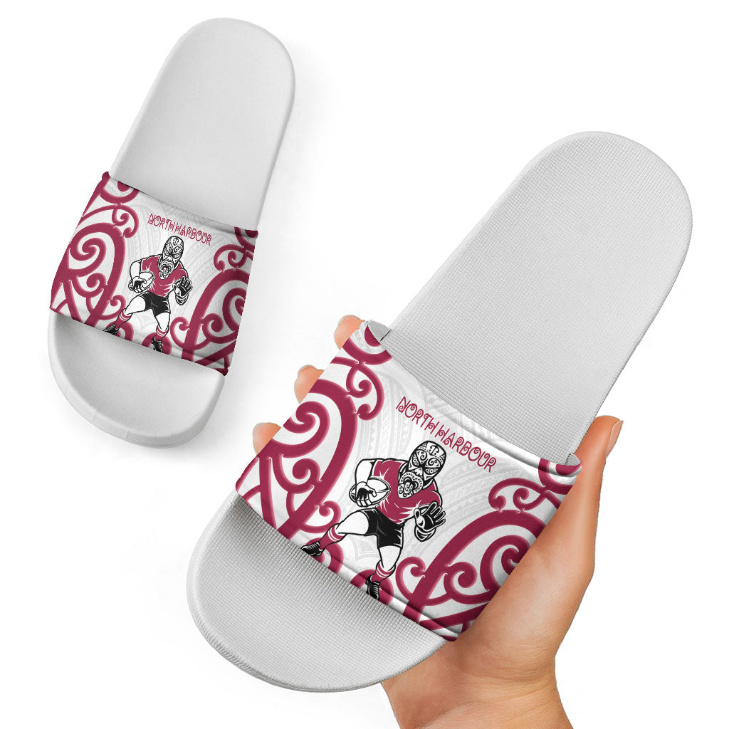North Harbour Rugby New Zealand Slide Sandals Aotearoa Maori Pukana Tiki Mascot