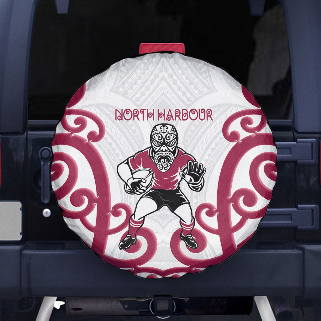 North Harbour Rugby New Zealand Spare Tire Cover Aotearoa Maori Pukana Tiki Mascot