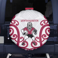 North Harbour Rugby New Zealand Spare Tire Cover Aotearoa Maori Pukana Tiki Mascot