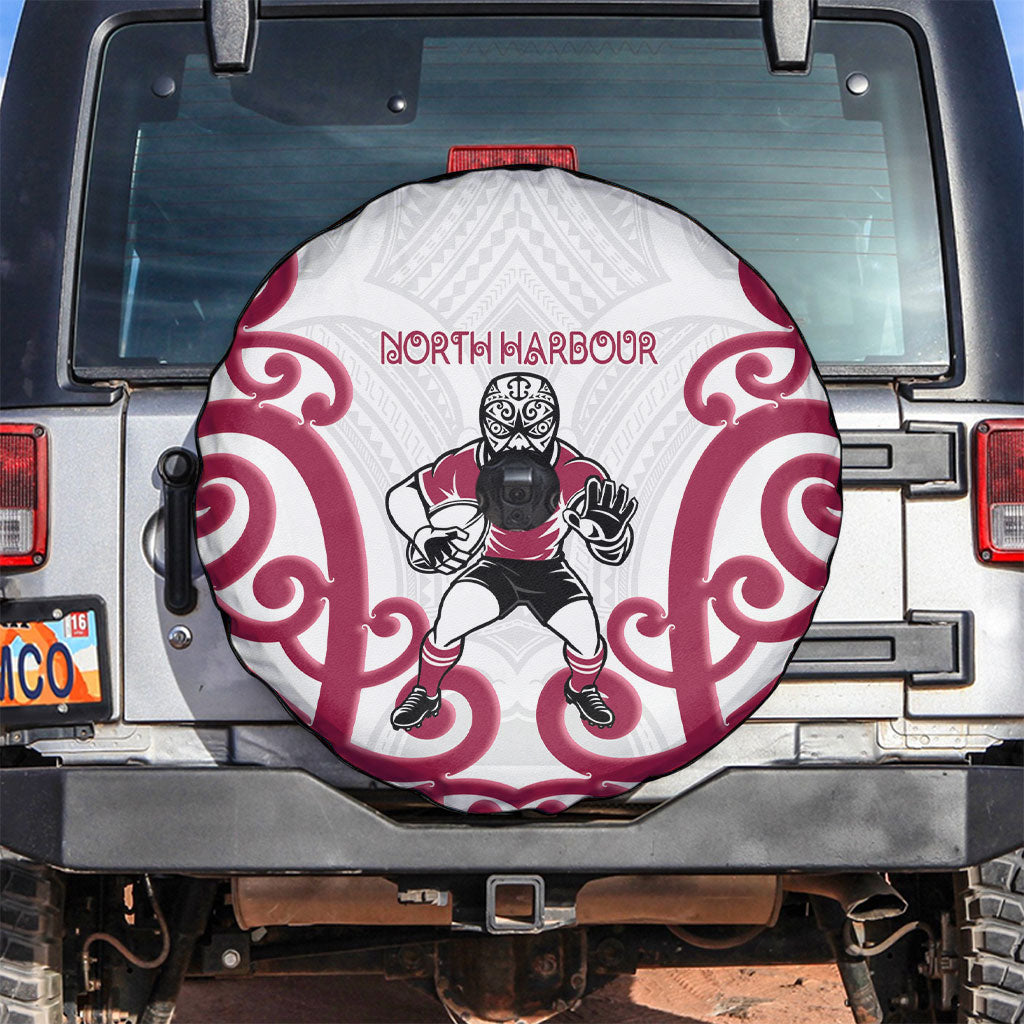North Harbour Rugby New Zealand Spare Tire Cover Aotearoa Maori Pukana Tiki Mascot