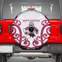 North Harbour Rugby New Zealand Spare Tire Cover Aotearoa Maori Pukana Tiki Mascot