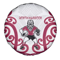 North Harbour Rugby New Zealand Spare Tire Cover Aotearoa Maori Pukana Tiki Mascot