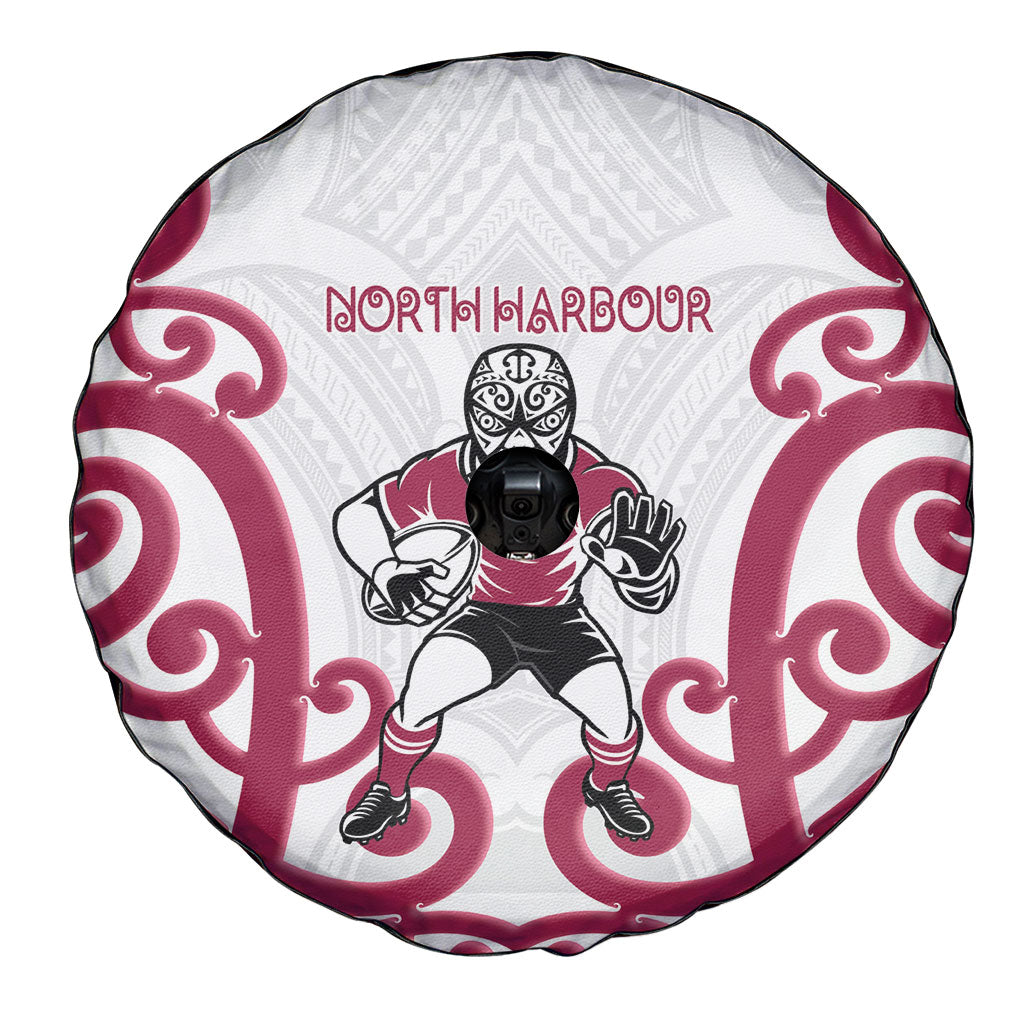 North Harbour Rugby New Zealand Spare Tire Cover Aotearoa Maori Pukana Tiki Mascot