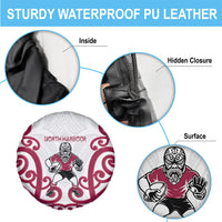 North Harbour Rugby New Zealand Spare Tire Cover Aotearoa Maori Pukana Tiki Mascot