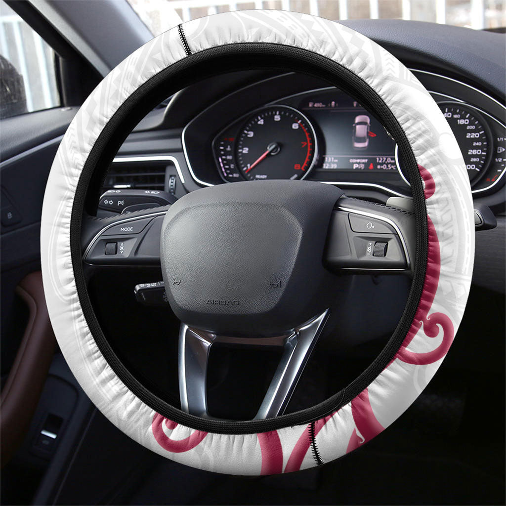 North Harbour Rugby New Zealand Steering Wheel Cover Aotearoa Maori Pukana Tiki Mascot