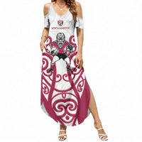North Harbour Custom Rugby New Zealand Summer Maxi Dress Aotearoa Maori Pukana Tiki Mascot