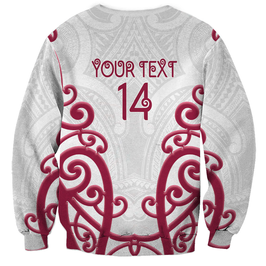 North Harbour Custom Rugby New Zealand Sweatshirt Aotearoa Maori Pukana Tiki Mascot