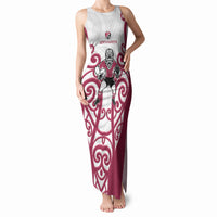 North Harbour Custom Rugby New Zealand Tank Maxi Dress Aotearoa Maori Pukana Tiki Mascot