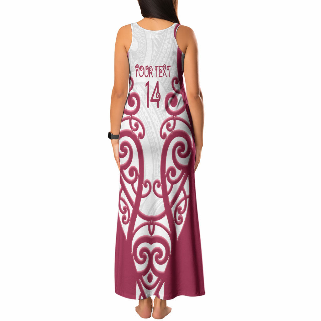 North Harbour Custom Rugby New Zealand Tank Maxi Dress Aotearoa Maori Pukana Tiki Mascot