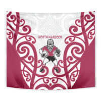 North Harbour Rugby New Zealand Tapestry Aotearoa Maori Pukana Tiki Mascot