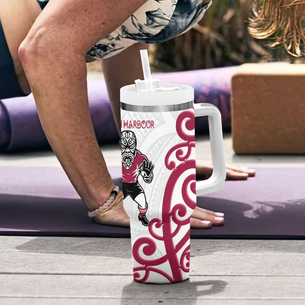 North Harbour Rugby New Zealand Tumbler With Handle Aotearoa Maori Pukana Tiki Mascot