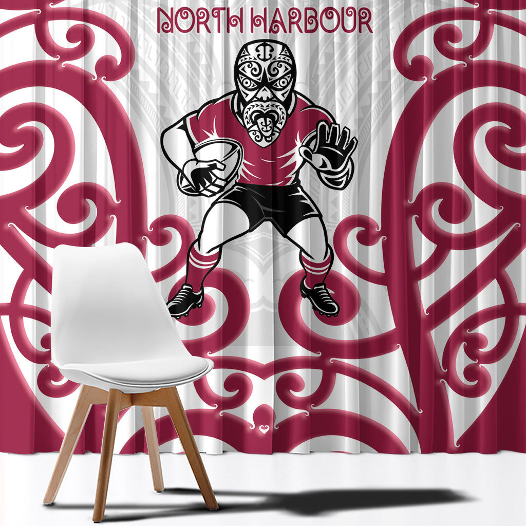 North Harbour Rugby New Zealand Window Curtain Aotearoa Maori Pukana Tiki Mascot