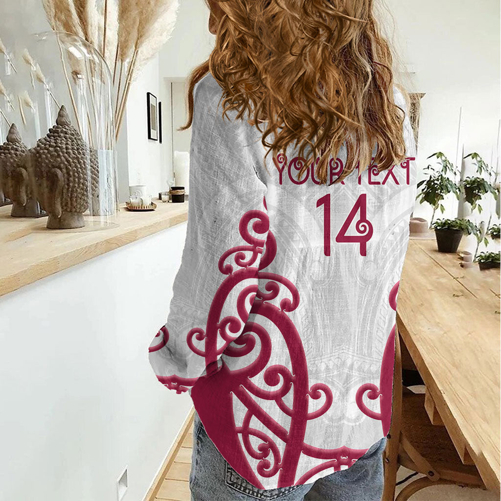 North Harbour Custom Rugby New Zealand Women Casual Shirt Aotearoa Maori Pukana Tiki Mascot