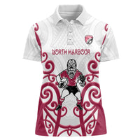 North Harbour Custom Rugby New Zealand Women Polo Shirt Aotearoa Maori Pukana Tiki Mascot