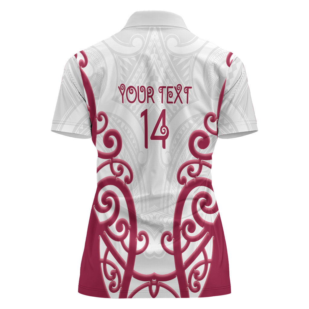 North Harbour Custom Rugby New Zealand Women Polo Shirt Aotearoa Maori Pukana Tiki Mascot