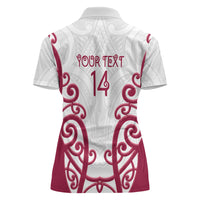 North Harbour Custom Rugby New Zealand Women Polo Shirt Aotearoa Maori Pukana Tiki Mascot