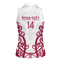 North Harbour Custom Rugby New Zealand Women Sleeveless Polo Shirt Aotearoa Maori Pukana Tiki Mascot