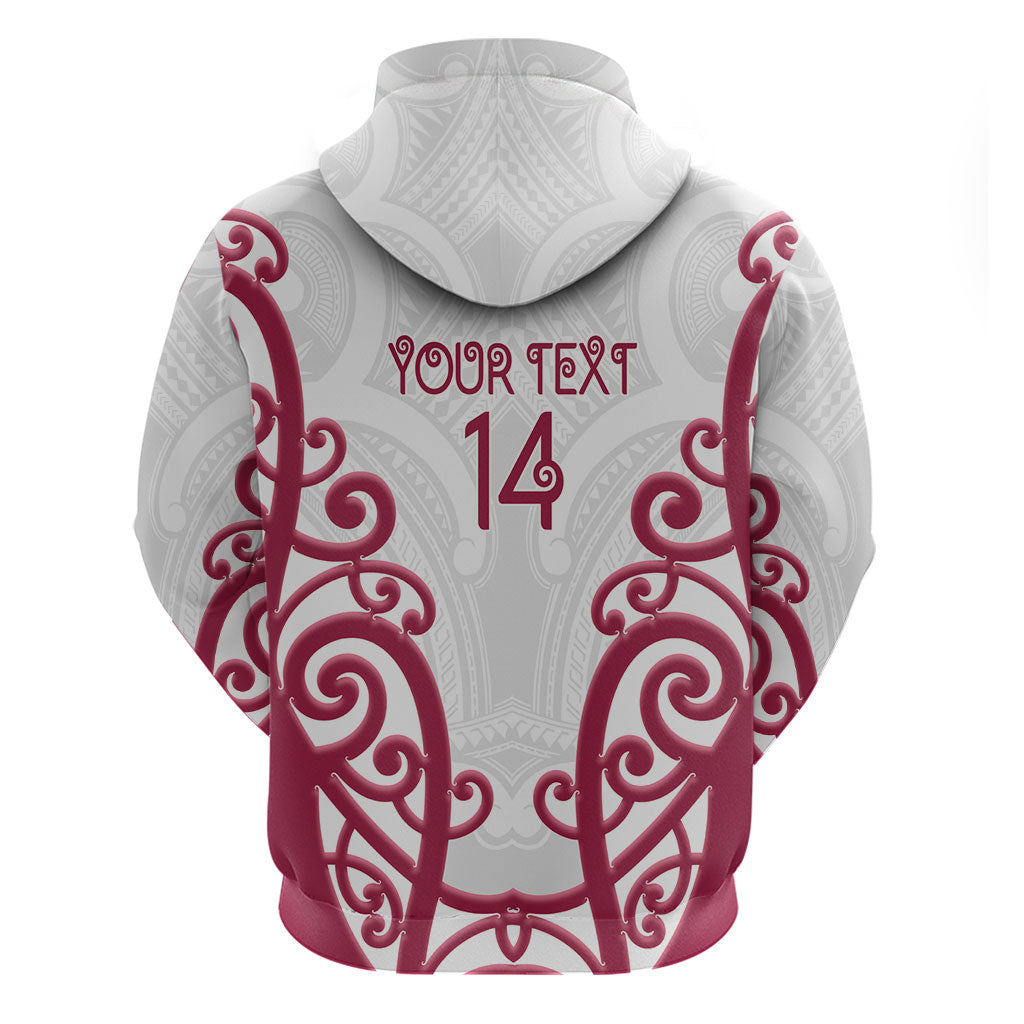 North Harbour Custom Rugby New Zealand Zip Hoodie Aotearoa Maori Pukana Tiki Mascot