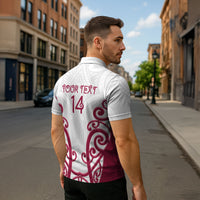 North Harbour Custom Rugby New Zealand Zipper Polo Shirt Aotearoa Maori Pukana Tiki Mascot