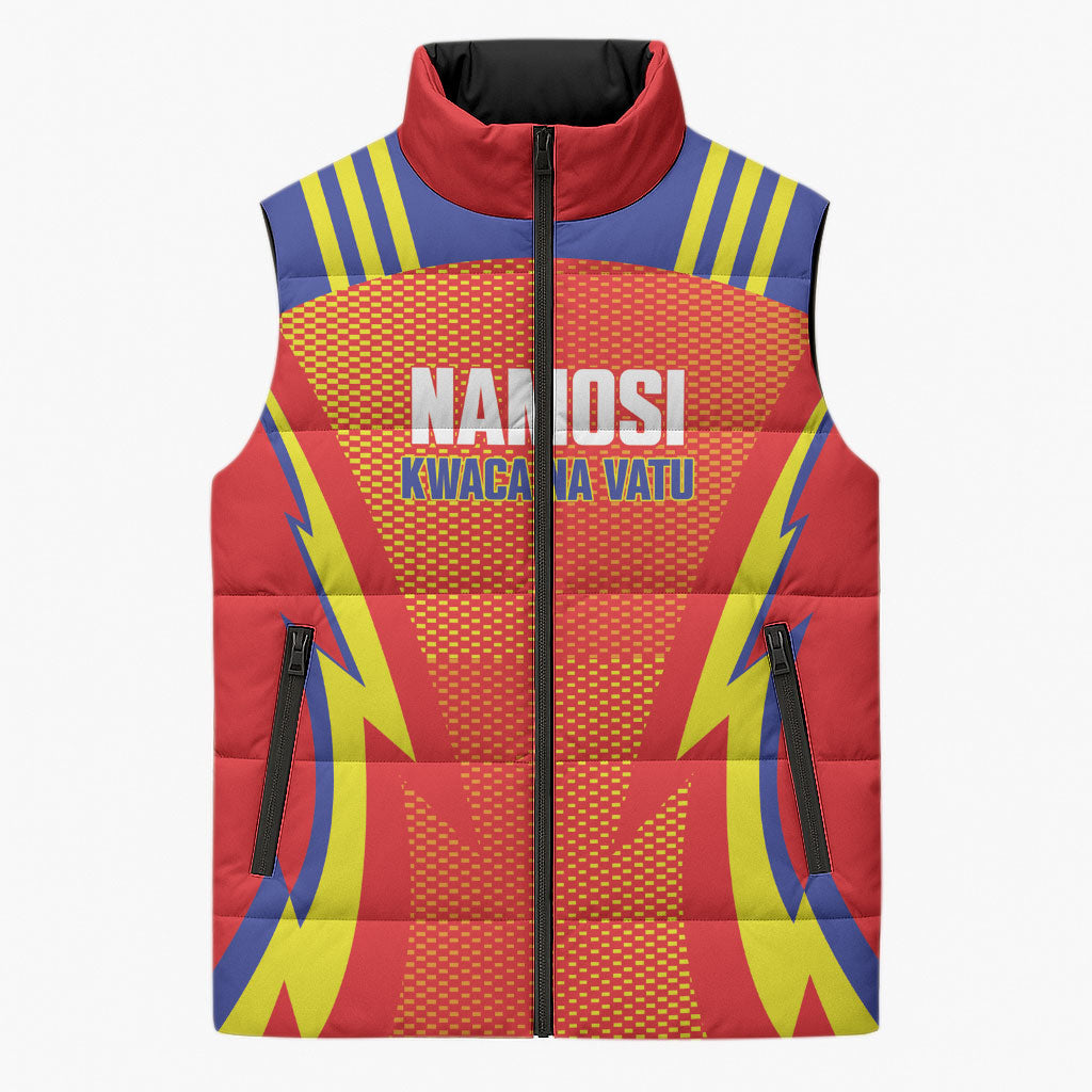 Namosi Fiji 2026 Rugby Custom Sleeveless Puffer Jacket Kwaca Na Vatu LT14 Unisex Red - Polynesian Pride