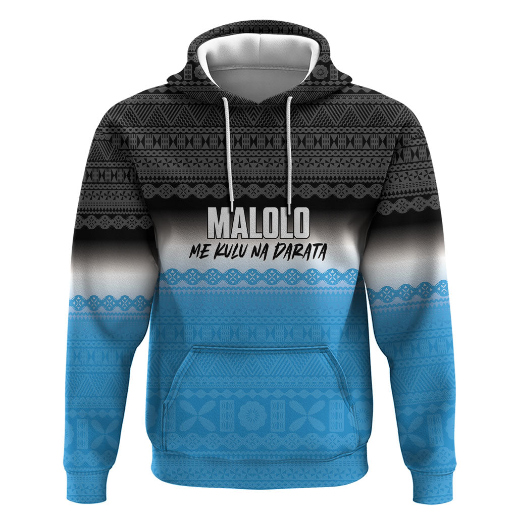 Malolo Fiji 2026 Rugby Personalised Hoodie Me Kulu Na Darata Fijian Tapa Pattern LT14 Pullover Hoodie Blue - Polynesian Pride