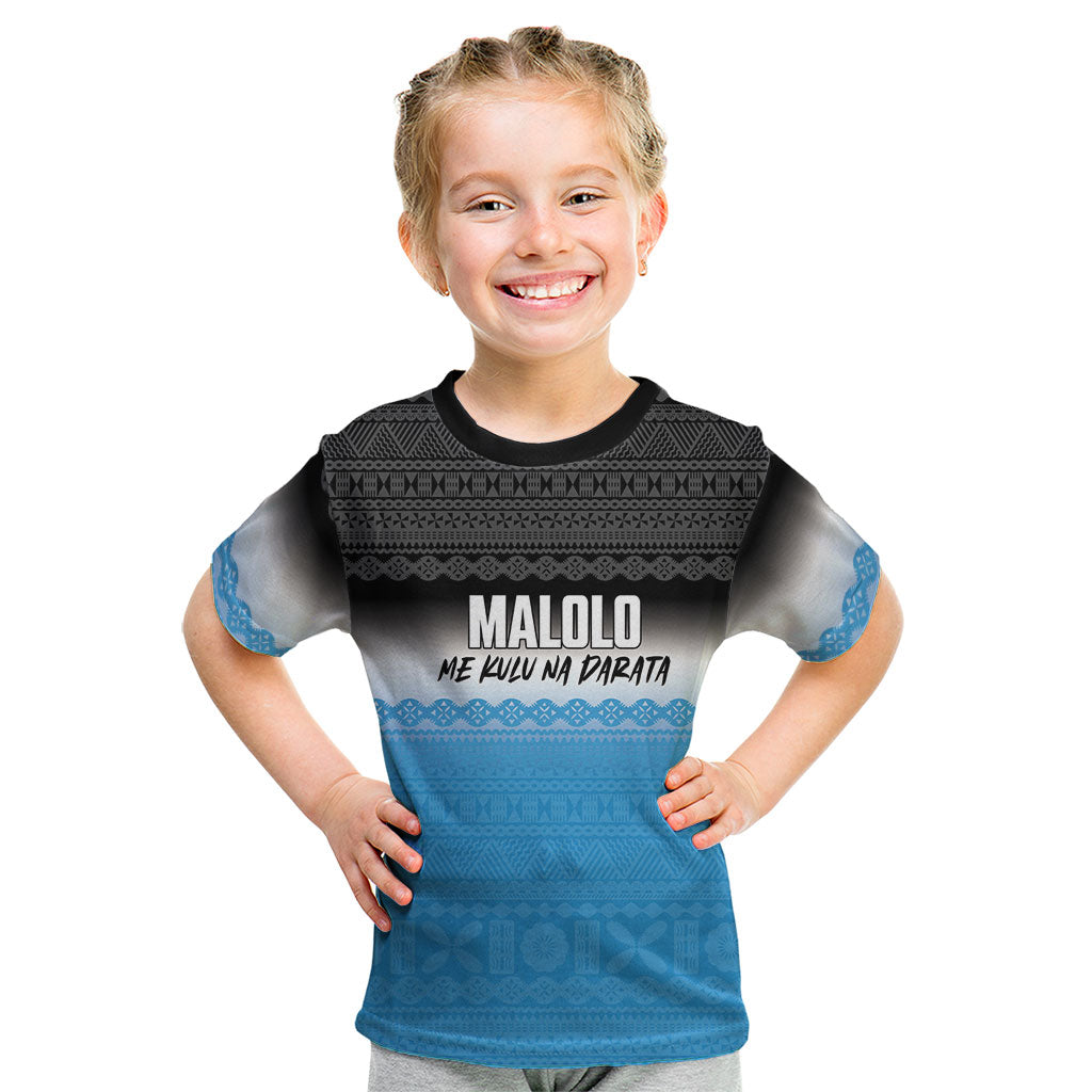 Malolo Fiji 2026 Rugby Personalised Kid T Shirt Me Kulu Na Darata Fijian Tapa Pattern
