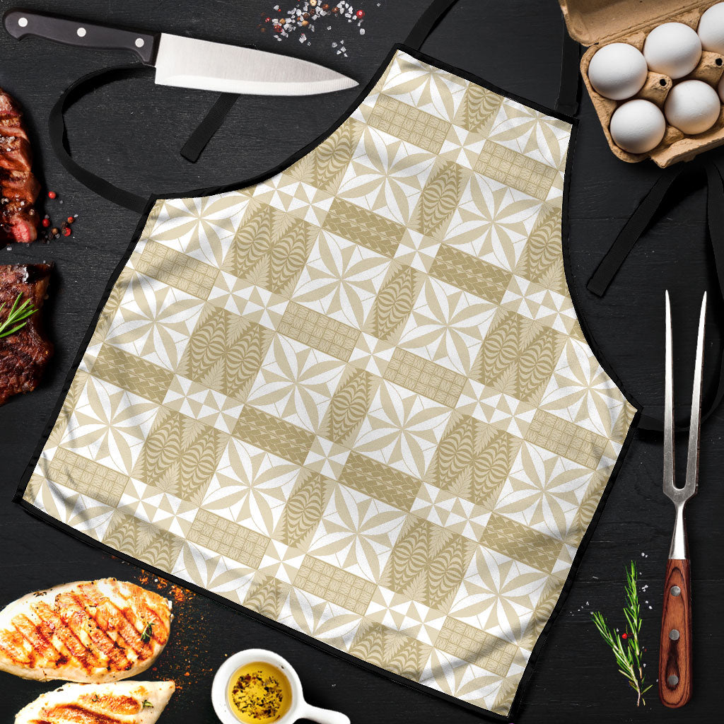 Beige Ngatu Pattern Malo e Lelei Tonga Apron LT14 Beige - Polynesian Pride
