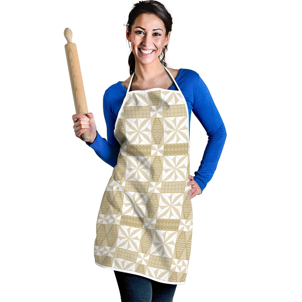 Beige Ngatu Pattern Malo e Lelei Tonga Apron LT14 - Polynesian Pride