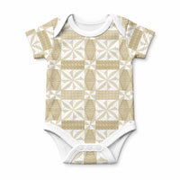 Beige Ngatu Pattern Malo e Lelei Tonga Baby Onesie LT14 Beige - Polynesian Pride