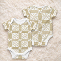 Beige Ngatu Pattern Malo e Lelei Tonga Baby Onesie LT14 - Polynesian Pride