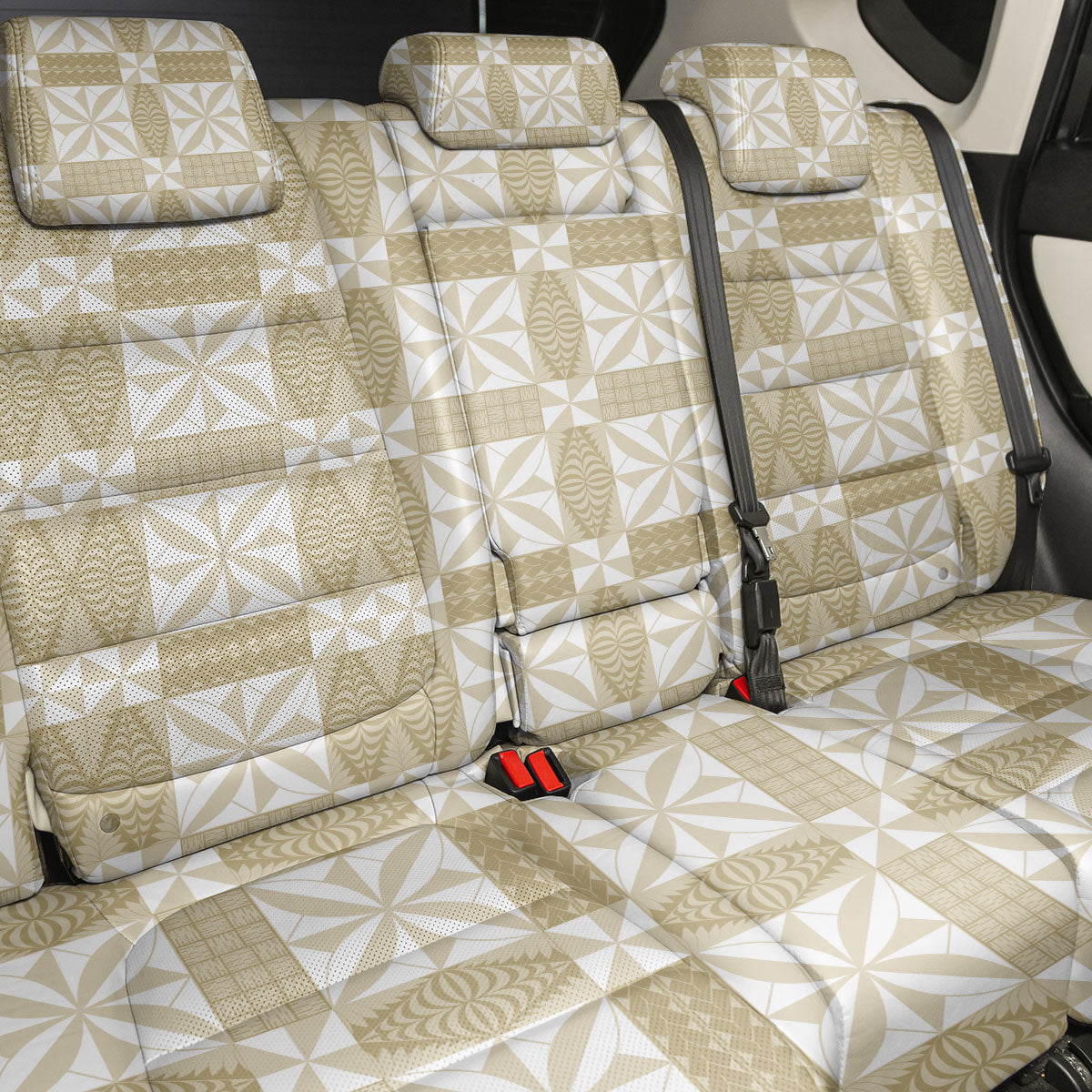 Beige Ngatu Pattern Malo e Lelei Tonga Back Car Seat Cover