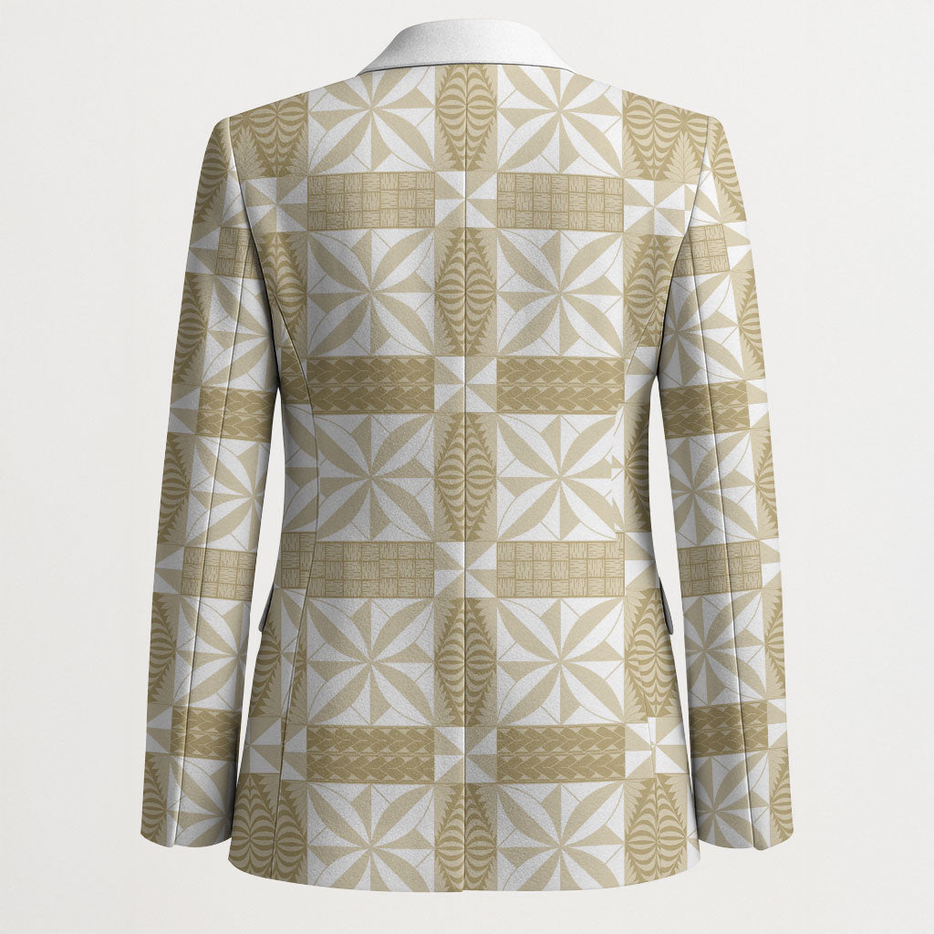 Beige Ngatu Pattern Malo e Lelei Tonga Blazer LT14 - Polynesian Pride