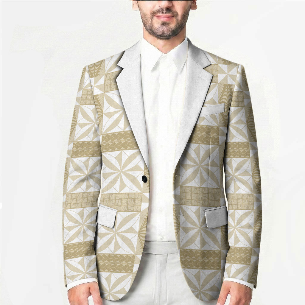 Beige Ngatu Pattern Malo e Lelei Tonga Blazer LT14 - Polynesian Pride