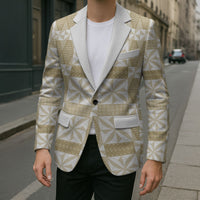Beige Ngatu Pattern Malo e Lelei Tonga Blazer LT14 - Polynesian Pride