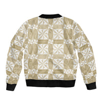 Beige Ngatu Pattern Malo e Lelei Tonga Bomber Jacket LT14 - Polynesian Pride