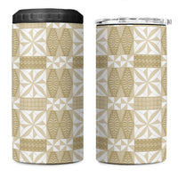 Beige Ngatu Pattern Malo e Lelei Tonga 4 in 1 Can Cooler Tumbler