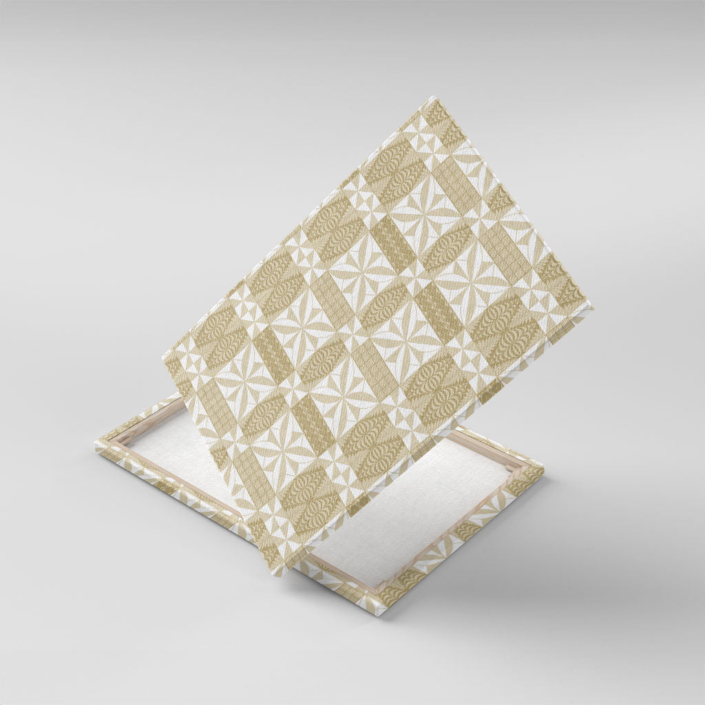 Beige Ngatu Pattern Malo e Lelei Tonga Canvas Wall Art